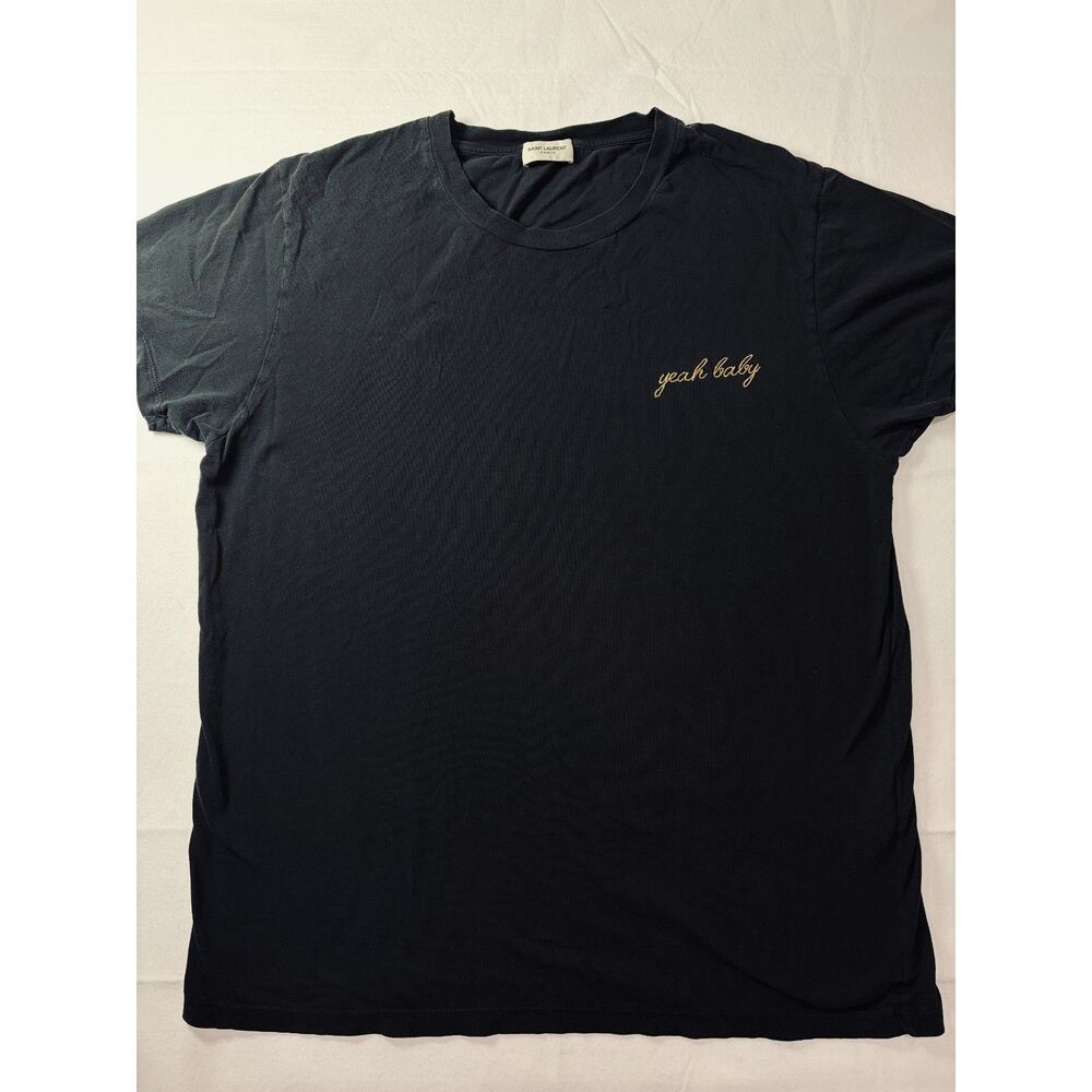 Saint Laurent Paris Hedi Slimane Embroidered Yeah Baby T Shirt Black Mens XL